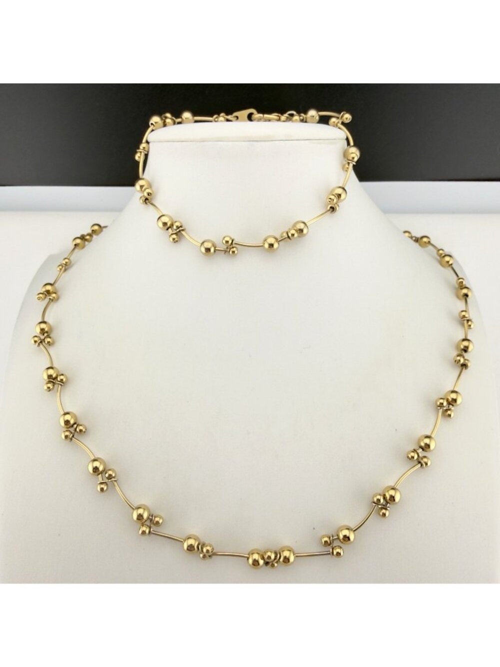 Vintage Premiere Designs Necklace Bracelet Set Beaded Gold Tone Retired 2005